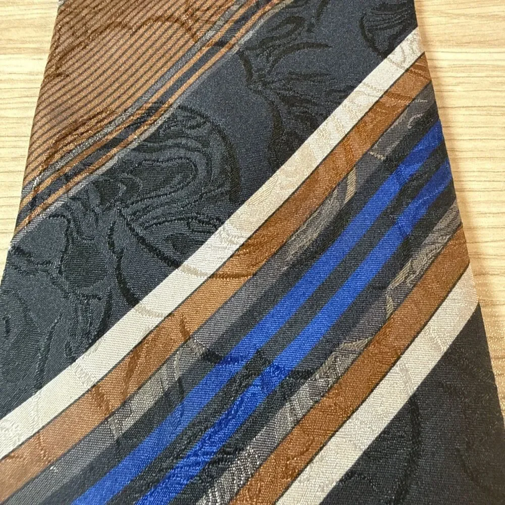 Mondo Di Marco Firenze Men's Silk Tie Abstract Geometric Striped Made In Italy